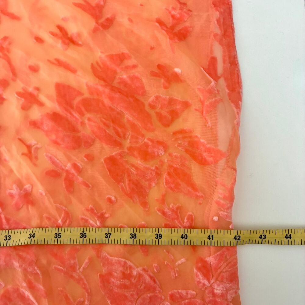 Coral-Orange Burned Out Velvet Kimono with Fringe - OS to 2X - Boho - Picture 4 of 6